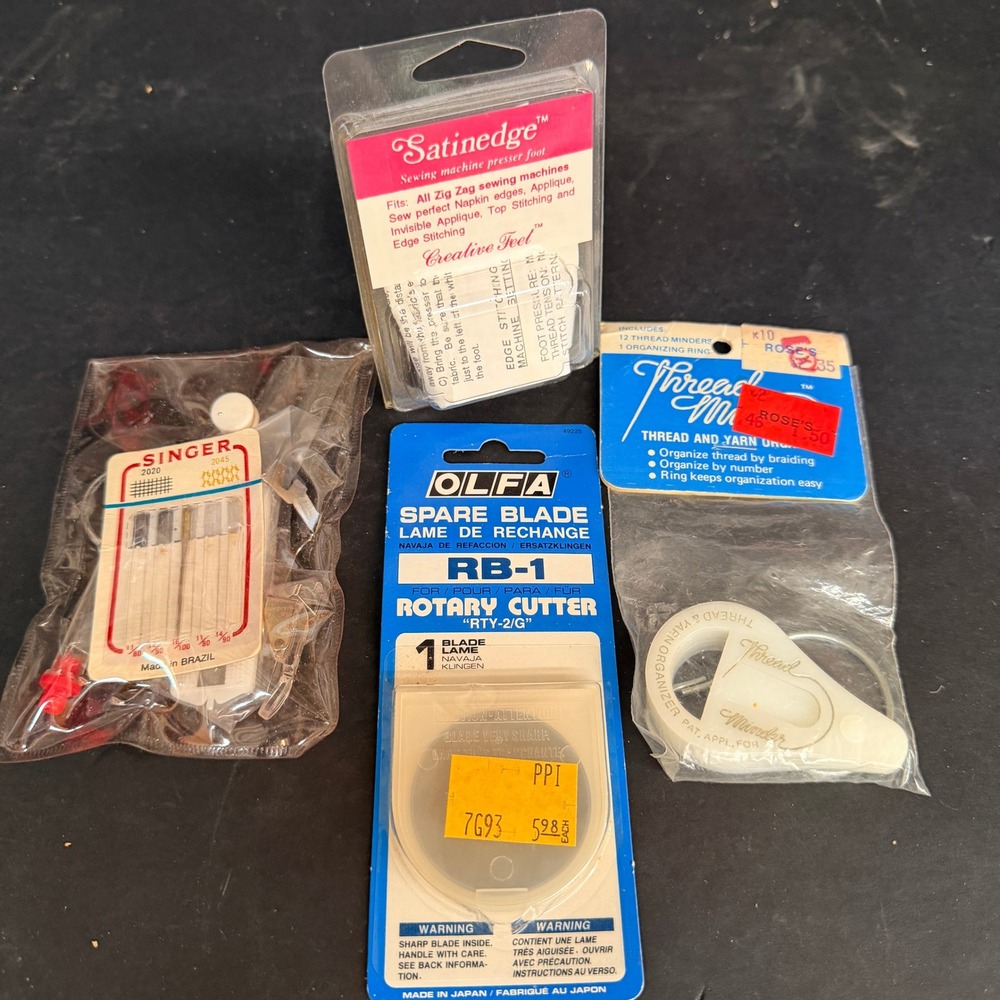 Vintage Sewing Notions Lot Singer Needles Satin edge Presser Foot